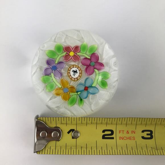 Perthshire PP47 1997 Lampwork Flower Wren Bird Picture Cane Lace LE Paperweight - Picture 8 of 11